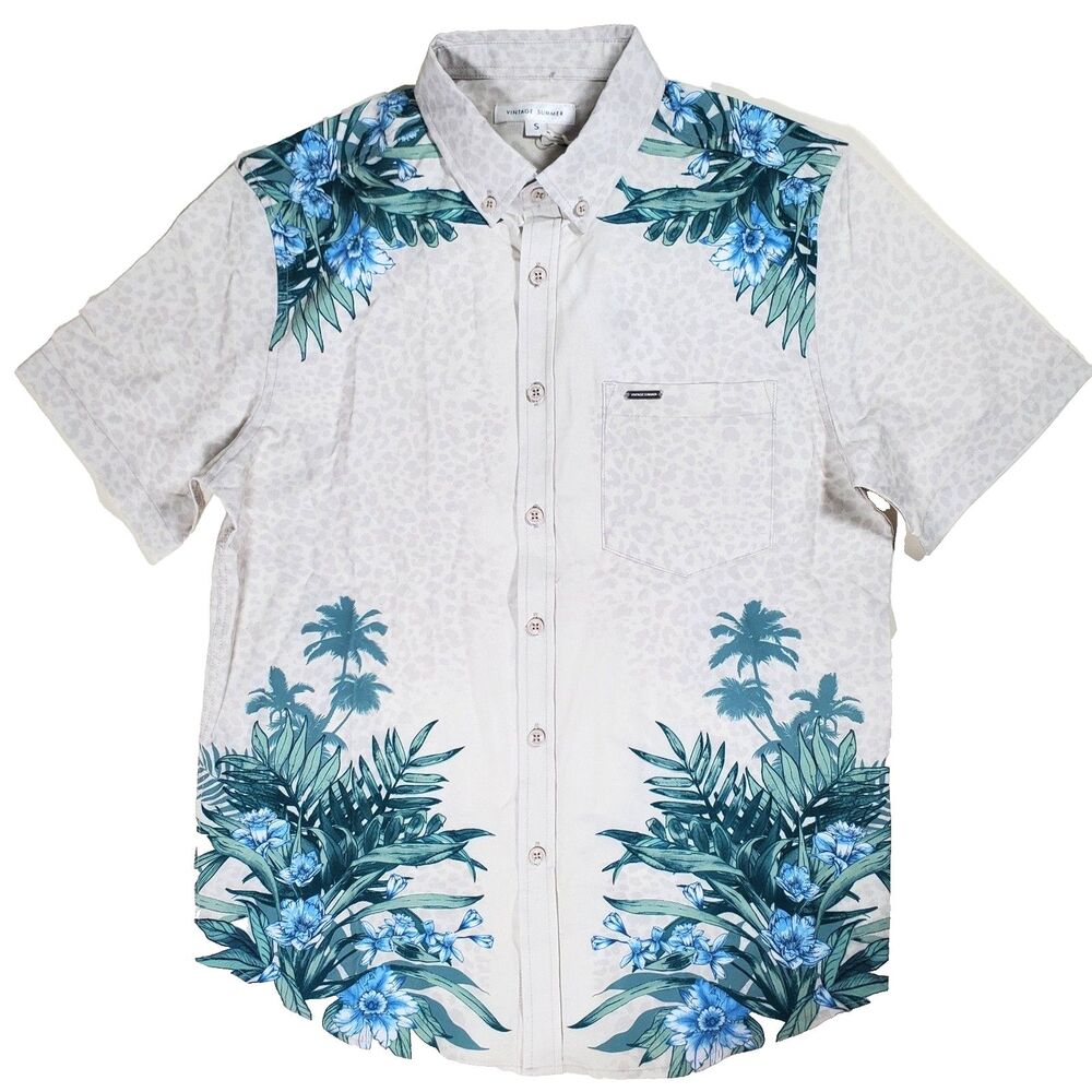 NEW Vintage Summer Men's Short Sleeve Button-up Shirt Small Hawaiian Tropical